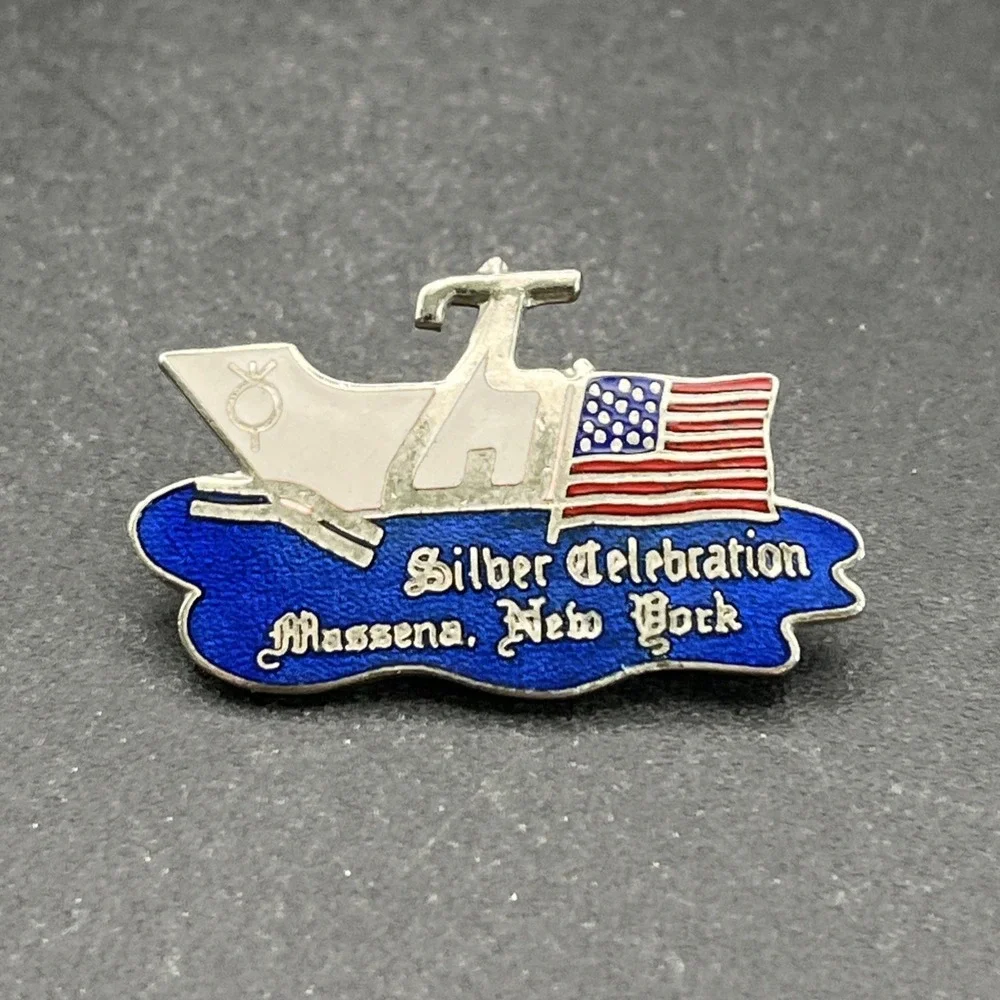 Silver Celebration Massena New‎ York Lapel Hat Pin